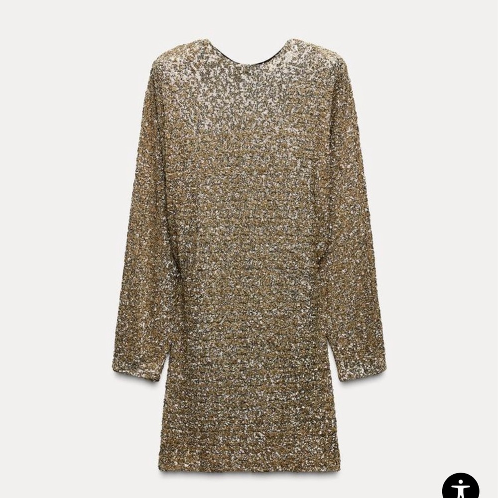Zara Open Back Sequin Mini Dress - Gold